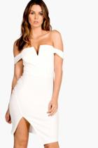 Boohoo Lexi Off The Shoulder Bodycon Dress Ivory