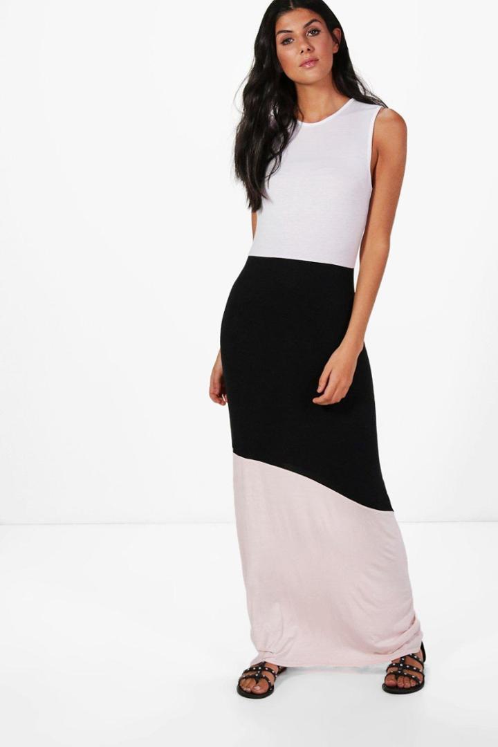 Boohoo Darcey Colour Block Maxi Dress Black