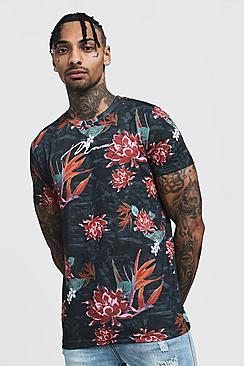 Boohoo Man Signature Tropical Print T-shirt