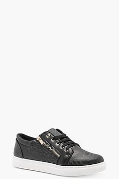 Boohoo Alice Zip Side Snake Effect Trainer