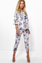 Boohoo Bella Floral Off The Shoulder Top & Skinny Trouser Co-ord Multi