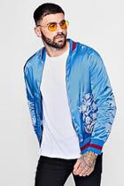 Boohoo Floral Embroidered Satin Bomber