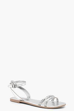 Boohoo Kayla Plaited 2 Part Leather Sandals