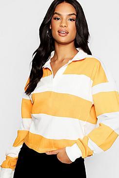 Boohoo Tall Stripe Boxy Rugby Crop Top