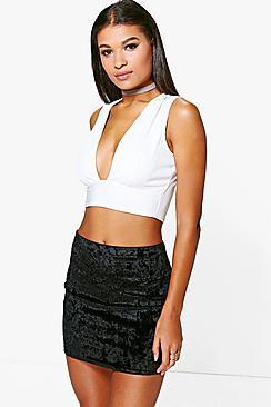 Boohoo Priya Crushed Velvet Mini Skirt