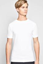 Boohoo Waffle Texture Muscle Fit T Shirt White