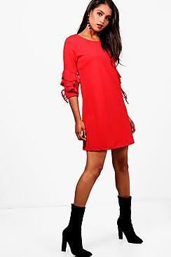 Boohoo Harley Frill Tie Sleeve Shift Dress