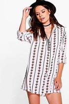 Boohoo Astrid Diamond Print Shirt Dress