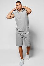 Boohoo Sleeveless Hooded Waffle Short Set