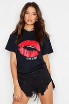 Boohoo Tall Lips Slogan T-shirt
