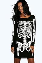 Boohoo Maddie Halloween Skeleton Bodycon Dress