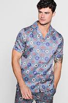 Boohoo Print Short Sleeve Revere Shirt Co-ord