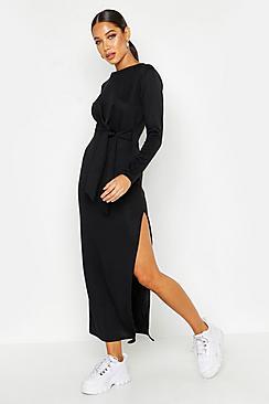Boohoo Jersey Knitted Side Knot Maxi Dress
