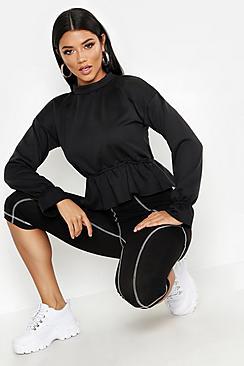 Boohoo Peplum Flare Cuff Sweat