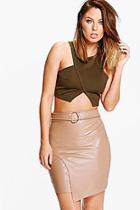Boohoo Asha D Ring Leather Look Mini Skirt