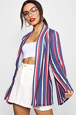 Boohoo Freya Stripe Belted Jacket