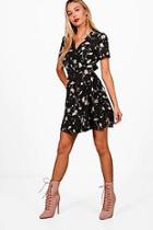 Boohoo Esme Ditsy Floral Wrap Dress