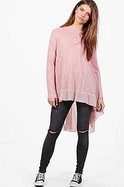 Boohoo Erin Woven Hem Jumper