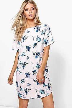 Boohoo Clarissa Floral Cold Shoulder Shift Dress