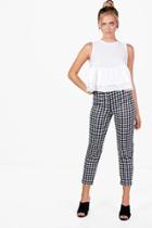 Boohoo Georgina Gingham Stretch Skinny Trousers Black