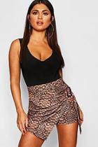 Boohoo Crocodile Print Tie Wrap Skort