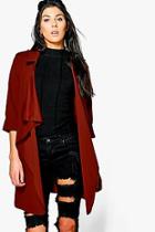 Boohoo Amelie Collared Waterfall Belted Duster