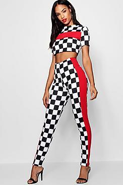 Boohoo Kathie Checkerboard Trouser Co-ord Set