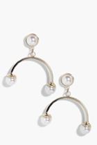 Boohoo Lacey Pearl Tip Arch Earrings Gold