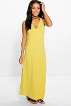 Boohoo Melinda Button Front Maxi Dress Yellow