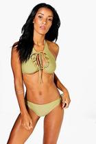 Boohoo Seychelles Lace Up Peep Hole Bikini