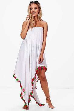 Boohoo Plus Hollie Boutique Tassel Hem Beach Dress