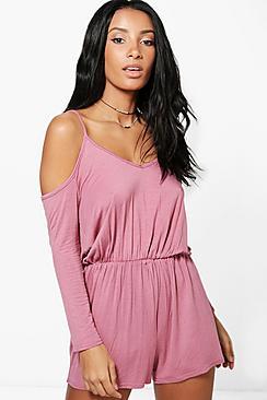 Boohoo Sophie Cold Shoulder Jersey Playsuit