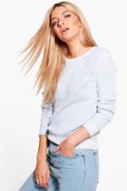 Boohoo Erin Front Body Stitch Jumper Blue