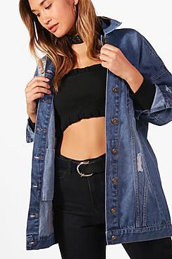 Boohoo Emily Longline Batwing Denim Jacket