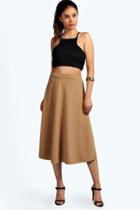 Boohoo Arianna Plain Full Circle Midi Skirt Camel