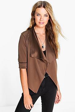 Boohoo Katie Crop Waterfall Jacket