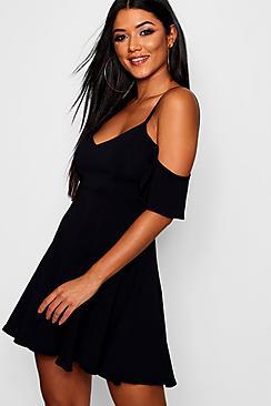 Boohoo Jemma Open Shoulder Skater Dress