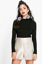 Boohoo Viki Metallic Snake Skin Pu Shorts