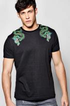 Boohoo Dragon Shoulder Print T Shirt Black