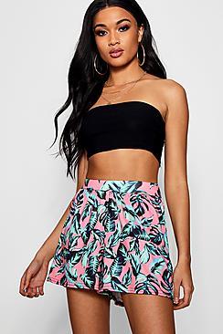 Boohoo Natalie Palm Print Flippy Shorts