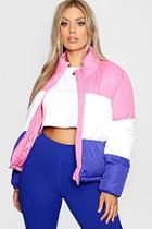 Boohoo Plus Colour Block Cropped Puffer Jacket