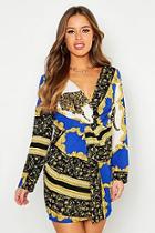 Boohoo Petite Chain Print Twist Woven Dress