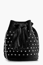 Boohoo Kyra Diamante Stud Velvet Duffle Bag