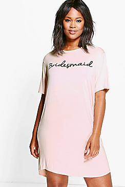 Boohoo Plus Tilly Bridesmaid Slogan Bridal Nightie
