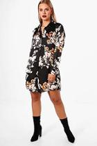 Boohoo Plus Floral Oriental Print Dress