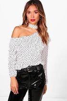 Boohoo Grace Spot Print One Shoulder Top