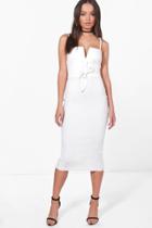 Boohoo Lizzie Corset Waist Strappy Midi Dress Ivory