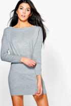 Boohoo Lydia Studded Detail Jumper Dress Grey