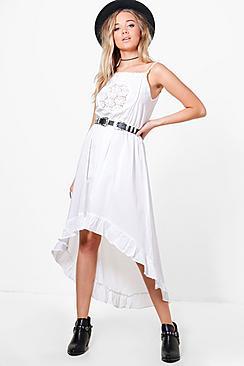 Boohoo Boutique Tyra Crochet Lace Boho Midi Dress