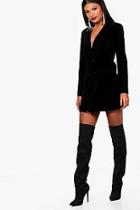 Boohoo Phoebe Velvet Double Breasted Blazer Tux Dress